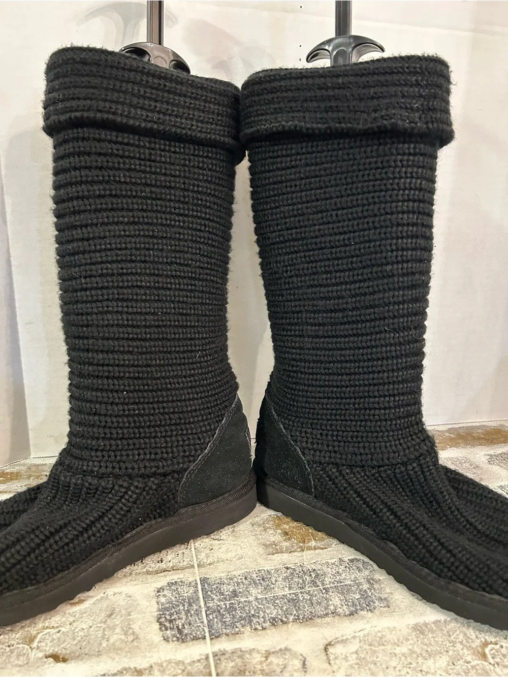 UGG Black Classic Cardy Knit Button Tall Boots S/N 5819